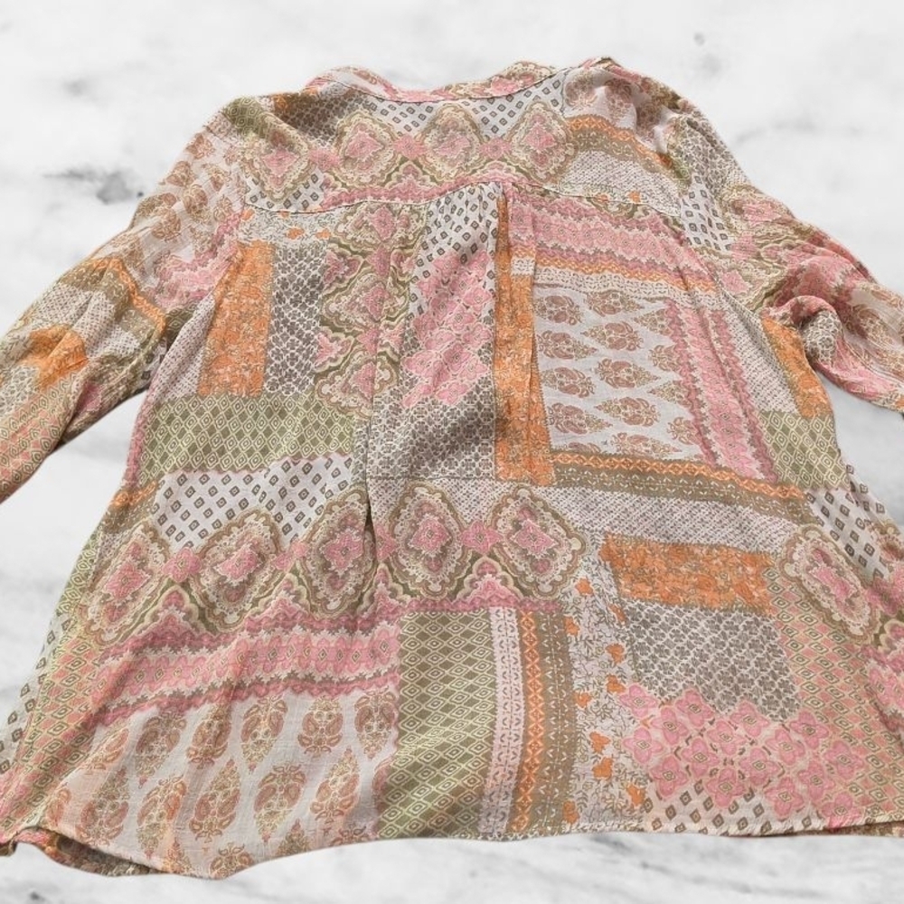 Women's Ruby Rd. Multicolor Boho Patchwork Blouse… - image 8